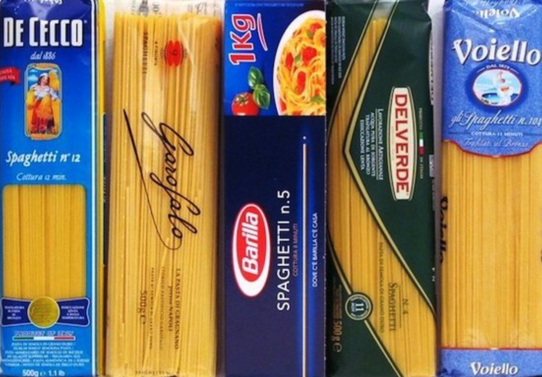 Marche di pasta più vendute: Barilla, De Cecco, Garofalo, Rummo, Voiello