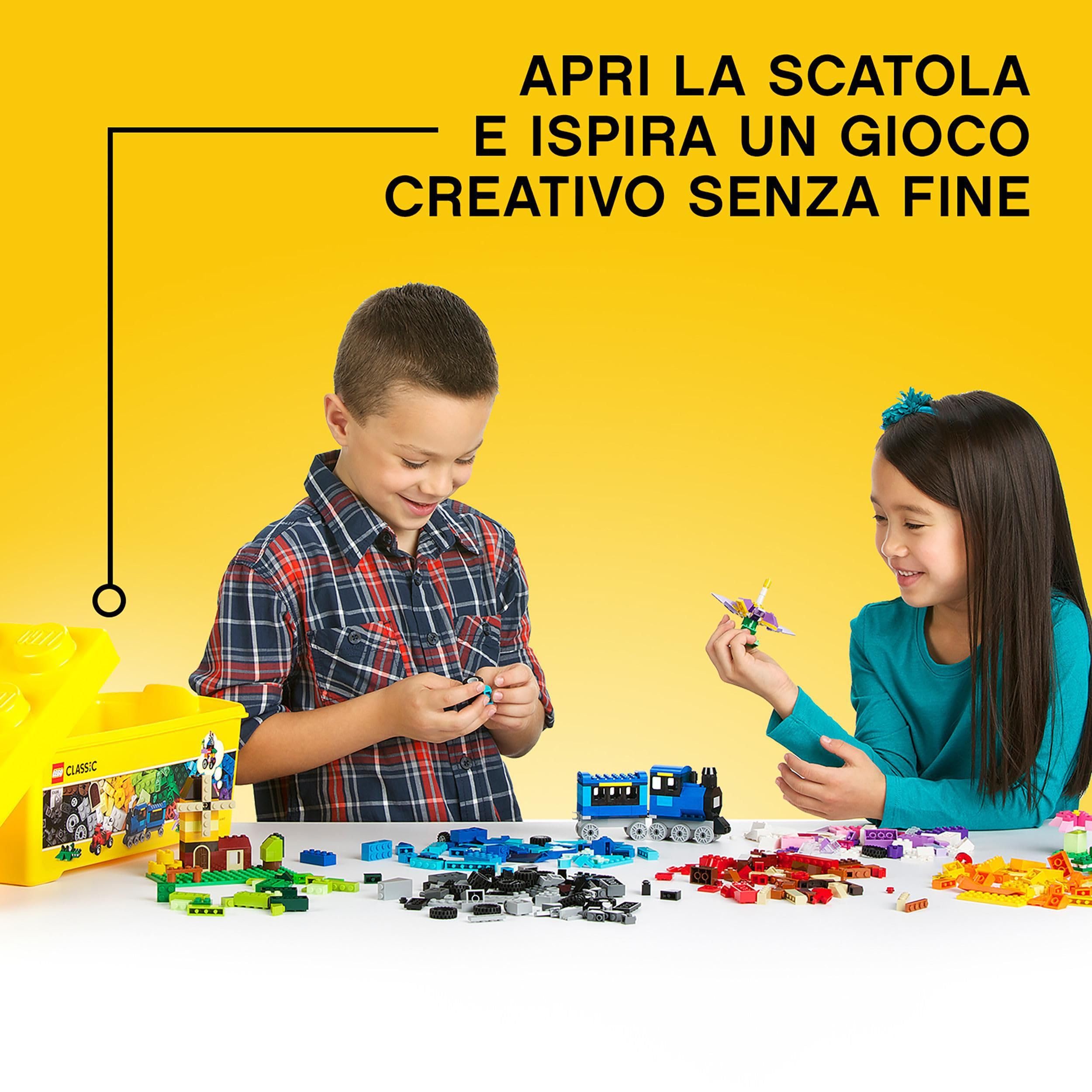LEGO Classic Scatola Mattoncini Creativi Media, Set per Costruire Fiori, Macchina, Treno, Aereo e Animali Giocattolo per Bambini e Bambine da 4 Anni in su, Contenitore Idee Creative, Idea Regalo 10696 immagine 3