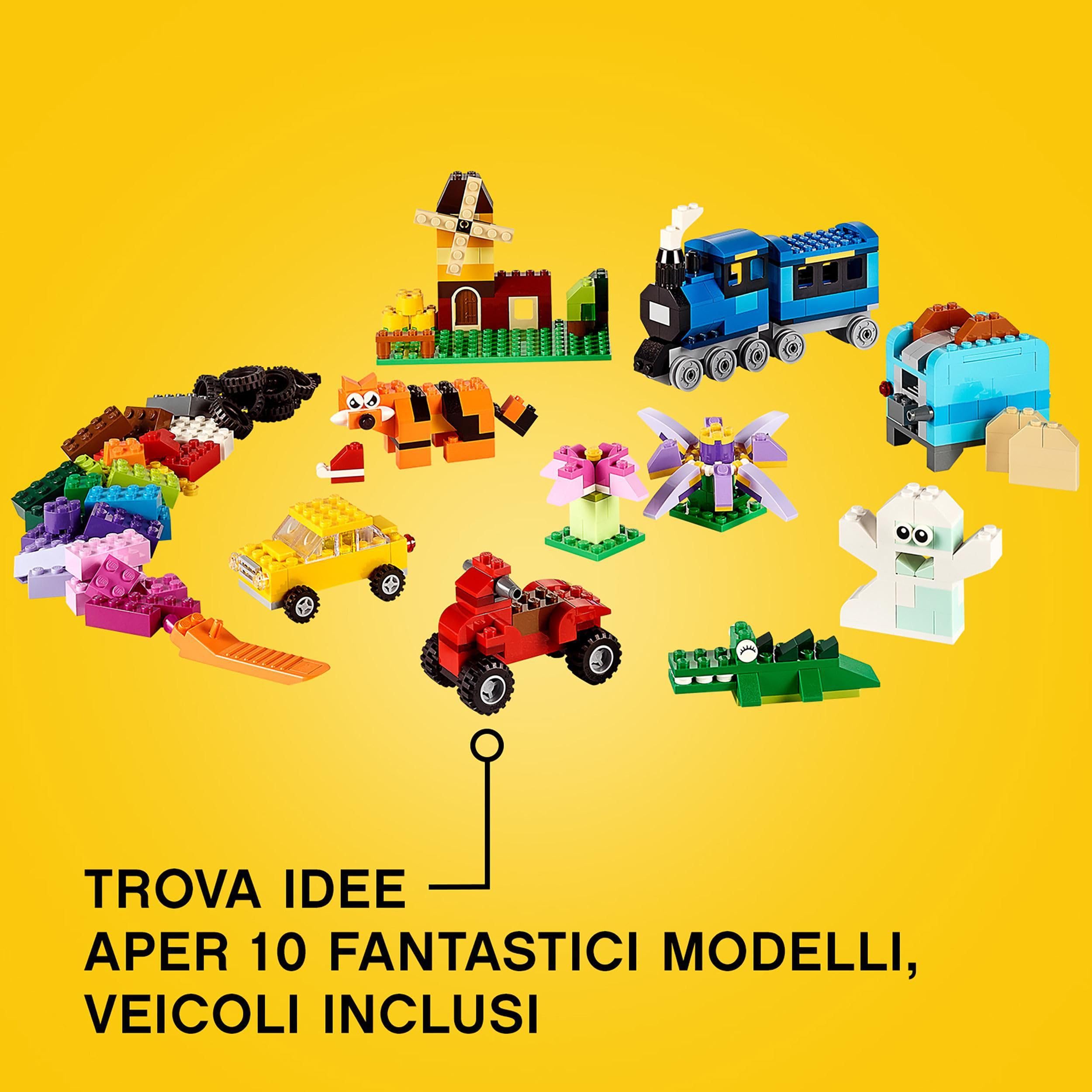 LEGO Classic Scatola Mattoncini Creativi Media, Set per Costruire Fiori, Macchina, Treno, Aereo e Animali Giocattolo per Bambini e Bambine da 4 Anni in su, Contenitore Idee Creative, Idea Regalo 10696 immagine 4