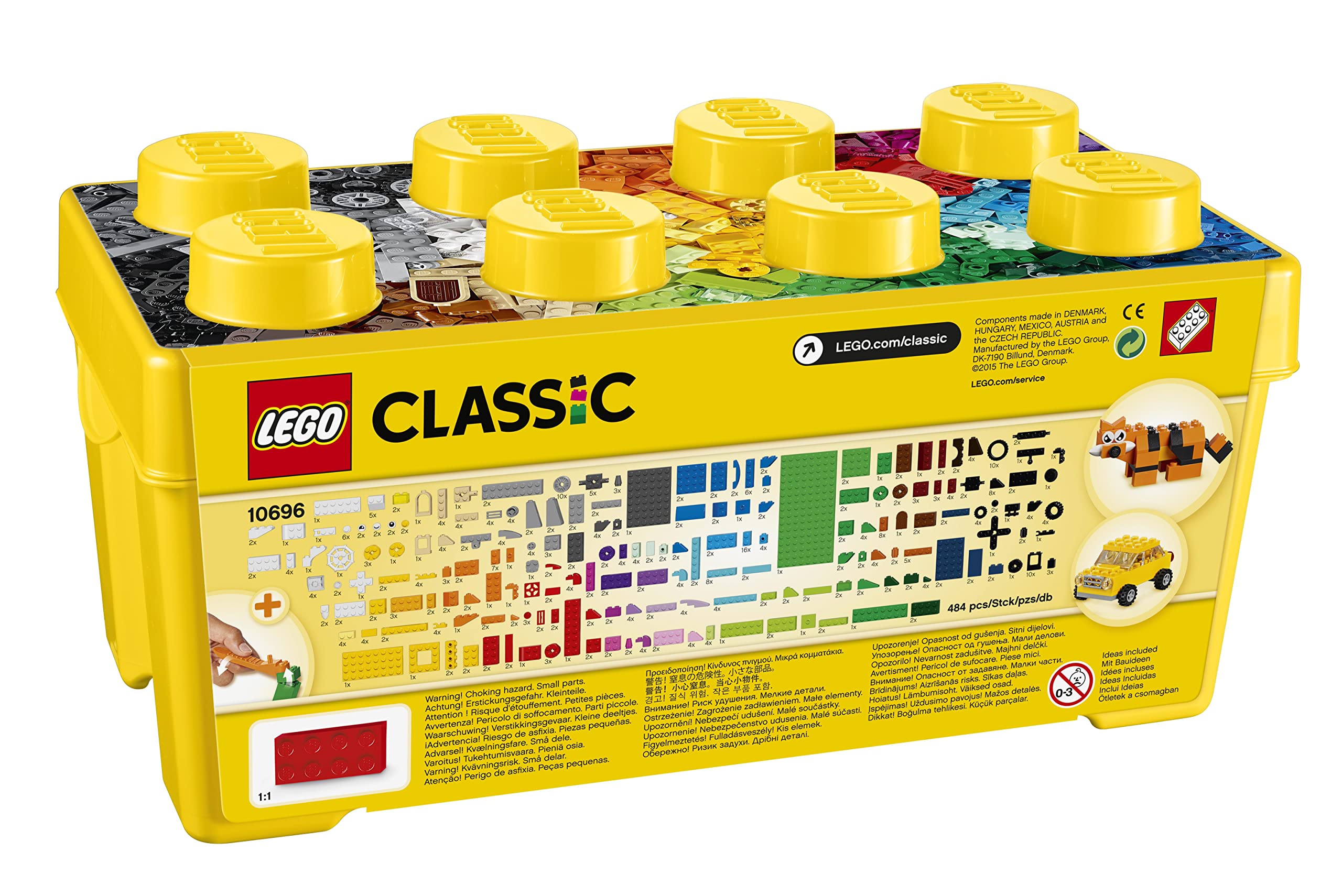 LEGO Classic Scatola Mattoncini Creativi Media, Set per Costruire Fiori, Macchina, Treno, Aereo e Animali Giocattolo per Bambini e Bambine da 4 Anni in su, Contenitore Idee Creative, Idea Regalo 10696 immagine 5