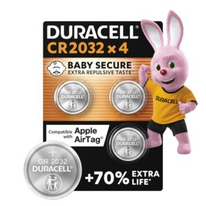 Duracell Batterie a moneta al litio 3V CR2032 (4 pz.) - Fino a +70% di durata - Tecnologia Baby Secure - Per Apple AirTag, chiavi auto, dispositivi domestici, sportivi e medici - A prova di bimbo immagine 2