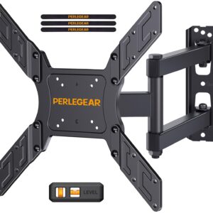 Perlegear Supporto da Parete per TV da 26 a 60 Pollici, Staffa TV con Braccio Girevole ed Estendibile, Max VESA 400x400, Supporto Ultra Resistente 45 kg - PGMFK6