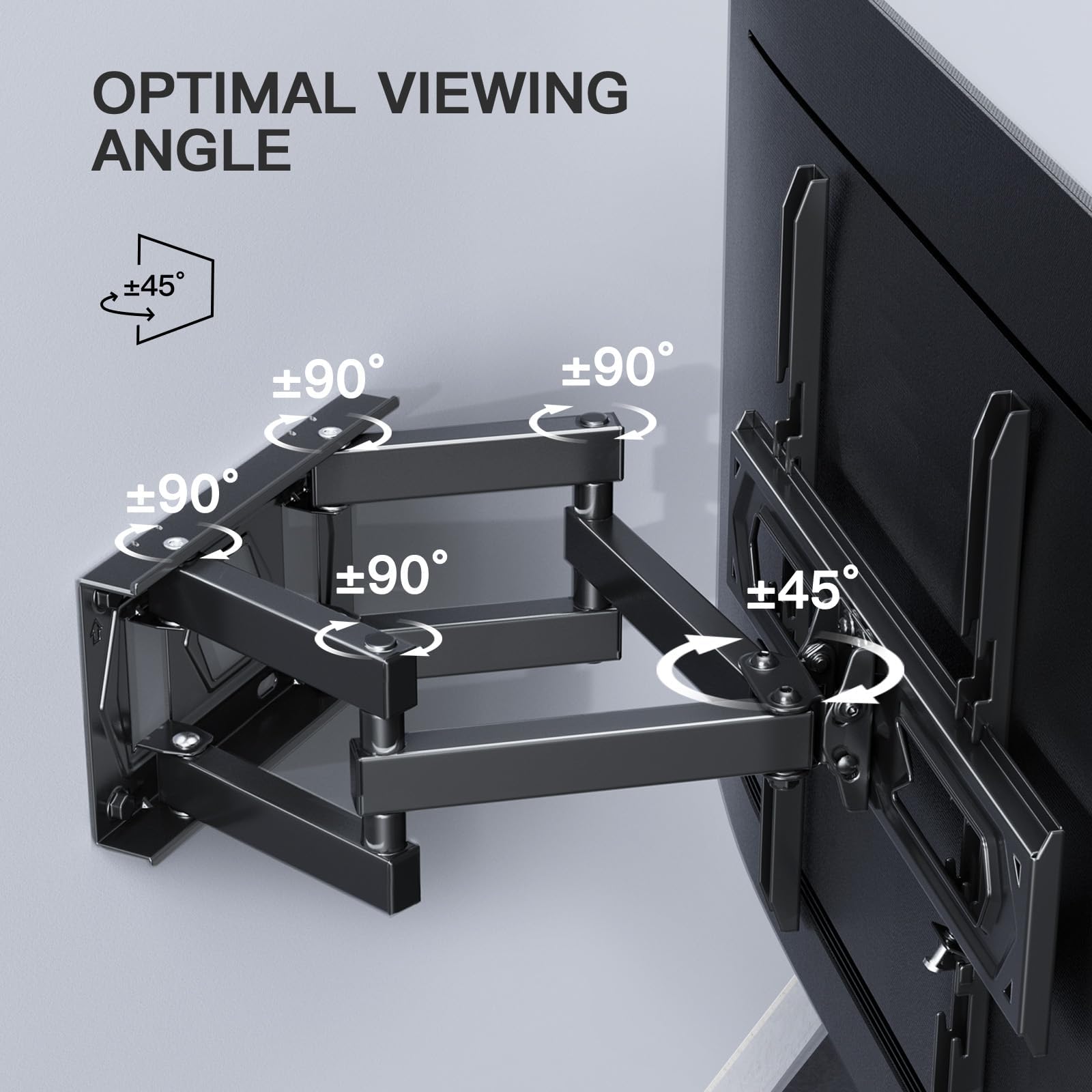PERLESMITH Supporto da parete per TV, orientabile e inclinabile, per TV o monitor da 26-70 pollici, fino a 45 kg, VESA 400 x 400 mm immagine 5