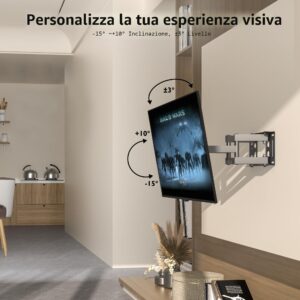 BONTEC Supporto TV Parete per Television da Plasma LED LCD Piatti e Curvi 23-70 inch, Inclinazione Girevole Staffa per TV con Doppio Braccio Peso fino a 45kg, Max VESA 400x400mm, con Fascette per Cavi immagine 5