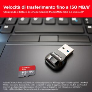 SanDisk 256GB Ultra scheda microSDXC + adattatore SD fino a 150 MB/s con prestazioni app A1 UHS-I Class 10 U1 immagine 4
