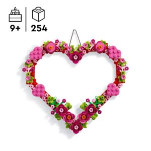 LEGO Cuore Ornamento Giocattolo - Kit di Arti e Mestieri - Modello Artistico da Esposizione con Fiori, Foglie e Cuoricini - Regalo di Compleanno per Bambine e Bambini da 9 Anni in su - 40638 immagine 3