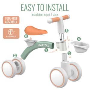 Umatoll Bicicletta Senza Pedali per 1 Anni, Bicicletta Equilibrio per Bambini 12-24 Mesi con Cestino, Giocattolo per Bici per i più Piccoli Baby, Primo Regalo di Compleanno (Verde) immagine 5