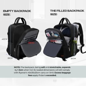 VMIKIV Zaino 40x30x20 per Zaino Ryanair 40x20x25 Zaino da Viaggio Aereo Bagaglio a Mano per Wizz Air Borsa Donna Uomo per Vueling Aereo Zaini da Viaggio Antifurto Piccolo Borsone da Cabina per Scuola immagine 3
