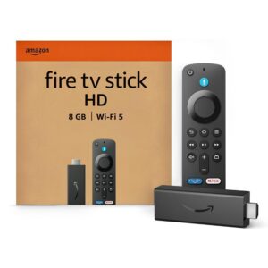 Amazon Fire TV Stick HD (Ultimo modello), TV gratuita e in diretta, telecomando vocale Alexa, controlli per Casa Intelligente, streaming HD – Marca: Amazon