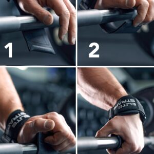Fitgriff® Elite Straps 2.0 - Straps Palestra con Gomma Grip - Ganci Sollevamento Pesi per Stacchi, Gym, Lifting immagine 3