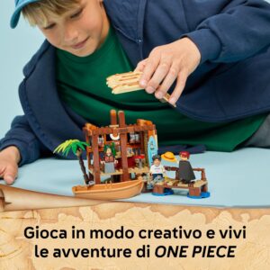 LEGO ONE PIECE La Capanna del Villaggio Foosha Giocattolo con Barca, Minifigure di Luffy, Shanks e Makino, Accessori e Poster Ricercato - Regalo per Bambini, Bambine e Fan degli Anime da 8 Anni 75636 immagine 5