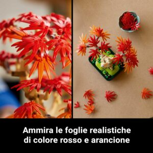 LEGO Botanicals Bonsai di Acero Rosso Giapponese - Set di Piante Artificiali con Foglie Rosse e Arancio Finte e Vaso Costruibile - Regalo per Adulti Amanti del Fai da Te - 10348 immagine 5