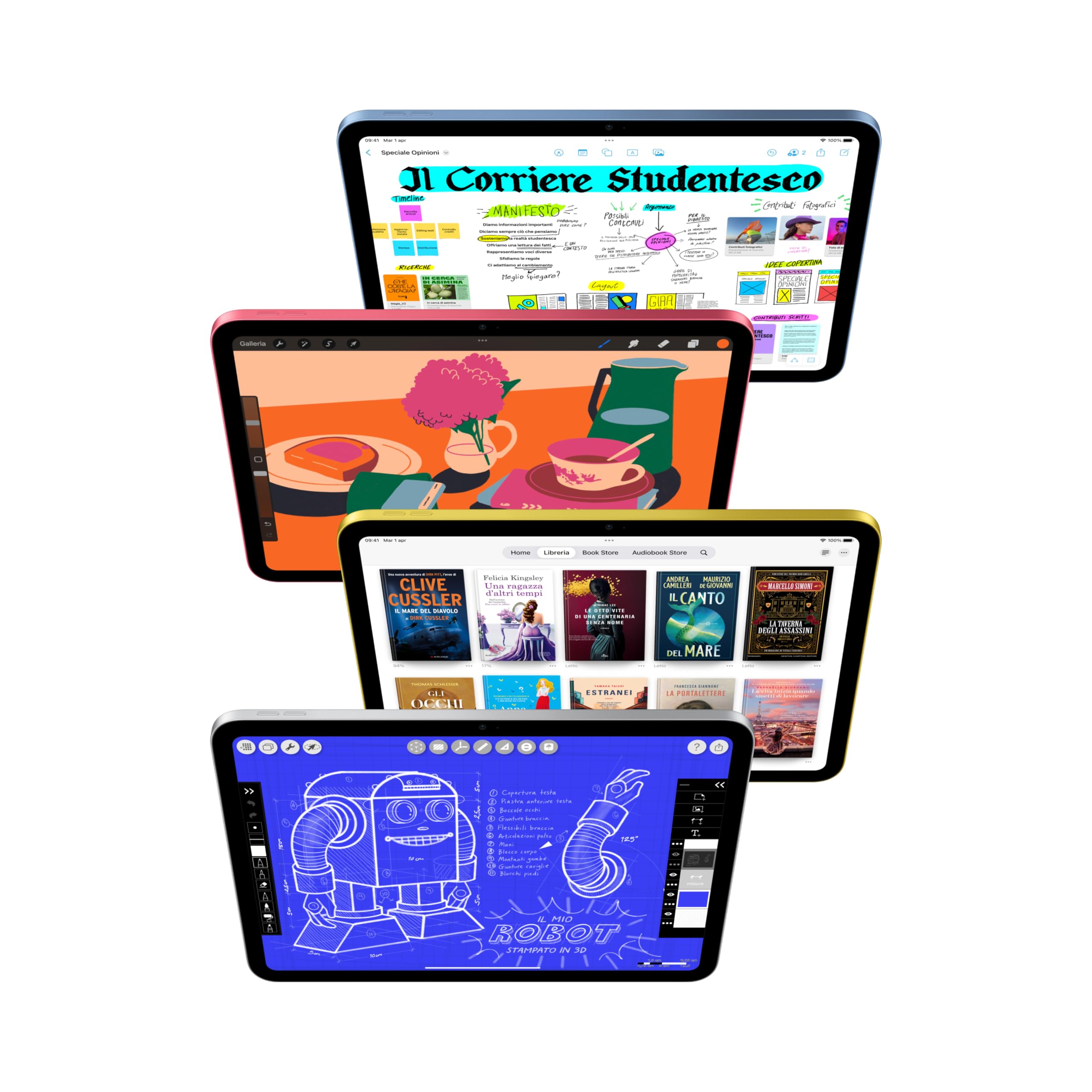 Apple iPad con chip A16: display Liquid Retina da 11'', 128 GB, Wi Fi 6, fotocamera frontale e posteriore da 12MP, Touch ID, autonomia di un giorno intero di batteria — Argento immagine 3