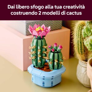 LEGO Botanicals Cactus in Fiore - Pianta Artificiale in Vaso con 2 Cactus e Fiori Finti - Decorazione Fai da Te per Camera da Letto - Regalo per Bambine da 9 Anni e Adulti Amanti delle Piante - 11509 immagine 4