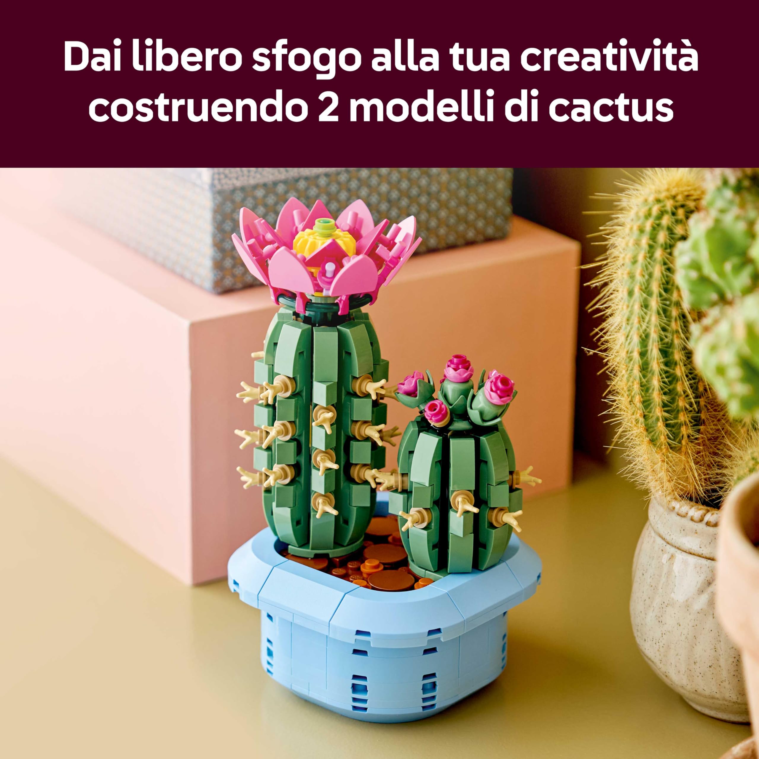 LEGO Botanicals Cactus in Fiore - Pianta Artificiale in Vaso con 2 Cactus e Fiori Finti - Decorazione Fai da Te per Camera da Letto - Regalo per Bambine da 9 Anni e Adulti Amanti delle Piante - 11509 immagine 4
