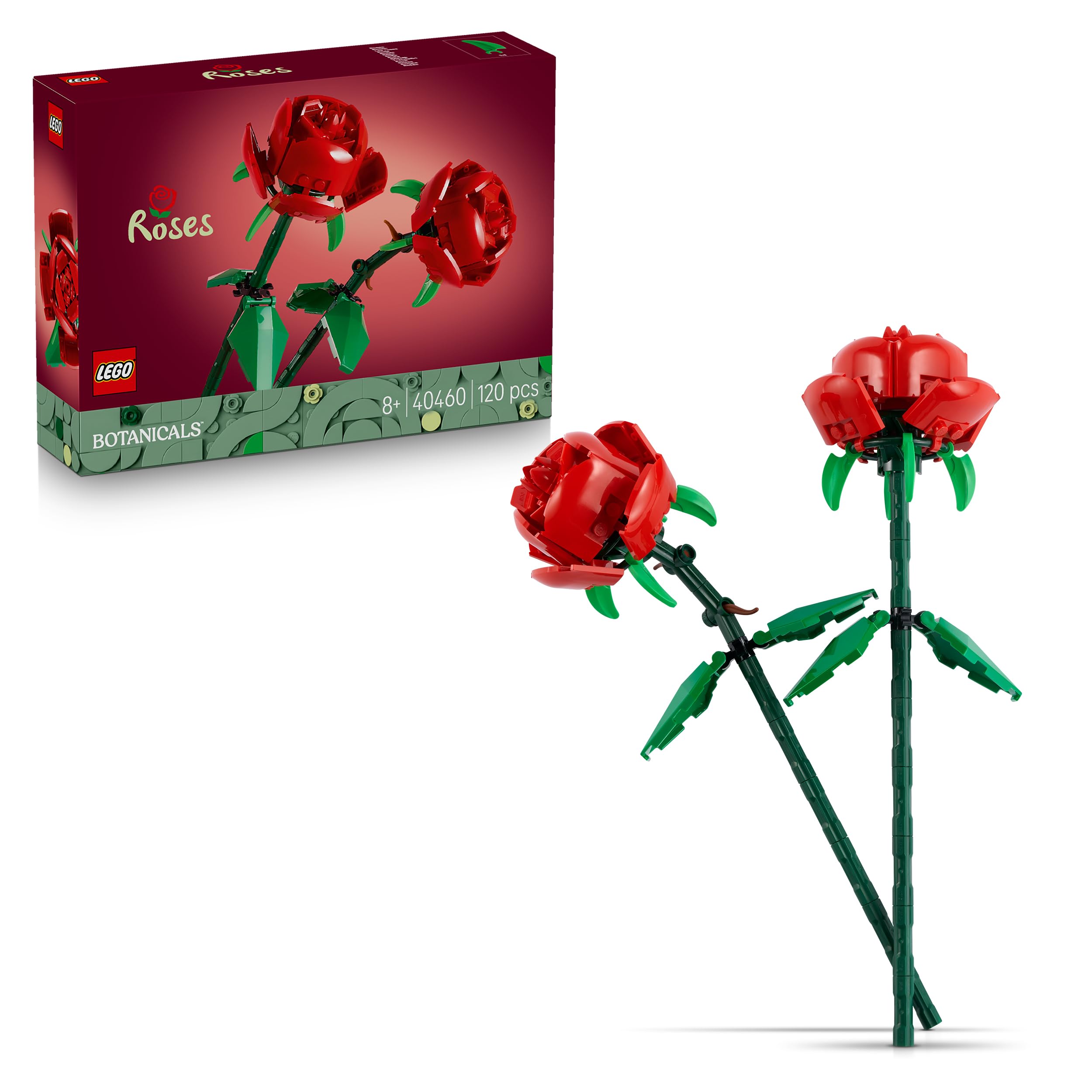LEGO Botanicals Rose - Set da Costruire di Fiori Finti - Decorazione Floreale da Casa o da Scrivania - Gioco della Natura per Bambine, Bambini e Adolescenti da 8 Anni - Regalo di Compleanno - 40460