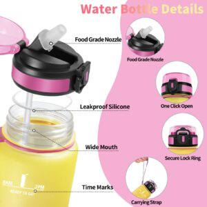 Mulbijeo Borraccia 1 Litro, Libre de BPA & A Prova di Perdita, Borraccia con Cannuccia, Reutilizables, Borracce Motivazionale, Portatile, Borracce Palestra per Scuola, Palestra, Ufficio, Festa immagine 3