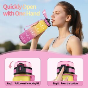 Mulbijeo Borraccia 1 Litro, Libre de BPA & A Prova di Perdita, Borraccia con Cannuccia, Reutilizables, Borracce Motivazionale, Portatile, Borracce Palestra per Scuola, Palestra, Ufficio, Festa immagine 4