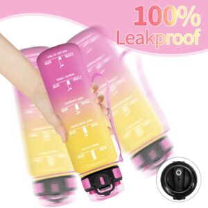 Mulbijeo Borraccia 1 Litro, Libre de BPA & A Prova di Perdita, Borraccia con Cannuccia, Reutilizables, Borracce Motivazionale, Portatile, Borracce Palestra per Scuola, Palestra, Ufficio, Festa immagine 5