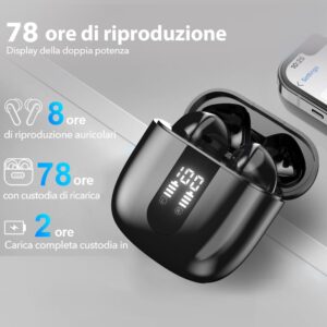 JBES Cuffie Bluetooth, Auricolari Bluetooth 5.4 In Ear Stereo con 4 Microfono ENC, 60 Ore Cuffiette Wireless Cancellazione Rumore, IP5 Auricolare per iPhone e Androide, Earbuds (Nero) immagine 5